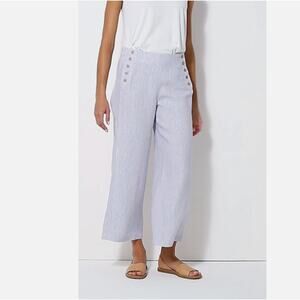 J. Jill Love Linen Sailor Crops Pants M Striped Beachy Preppy Coastal Grandma